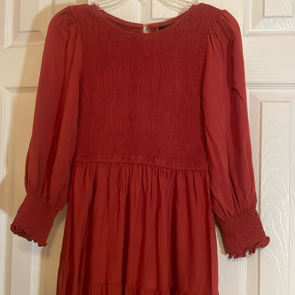 Zesica- Size S - 3/4 length sleeves- 100% Rayon - pretty deep rust color - NWT